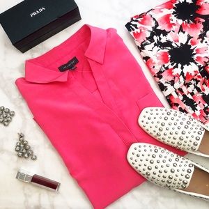 Bright Pink Button Down Blouse